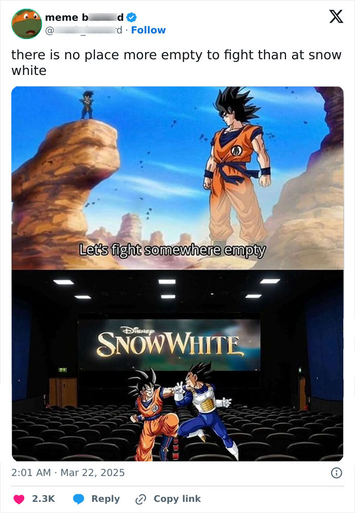 Anime characters fight in an empty theater with a 'Snow White' screen. Anime characters fight in an empty theater with a 'Snow White' screen.