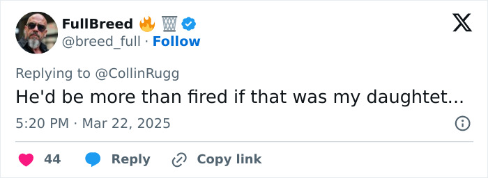 Tweet commenting on a longtime high school basketball coach fired after pulling a girl's hair during a game. Tweet commenting on a longtime high school basketball coach fired after pulling a girl's hair during a game.