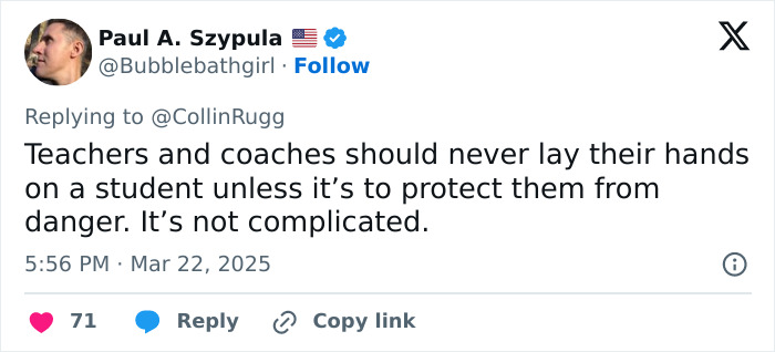 Tweet criticizing coach fired for pulling girl's hair during basketball game. Tweet criticizing coach fired for pulling girl's hair during basketball game.