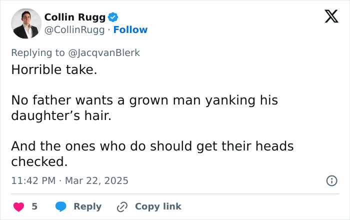 Tweet discussing the firing of a high school basketball coach after pulling a girl's hair during a game. Tweet discussing the firing of a high school basketball coach after pulling a girl's hair during a game.
