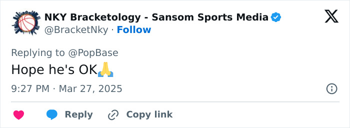 Tweet from a fan expressing support for King Charles amid his cancer battle, using prayer hands emoji. Tweet from a fan expressing support for King Charles amid his cancer battle, using prayer hands emoji.