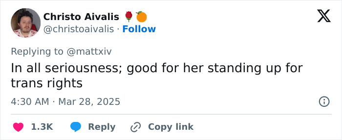 Christo Aivalis tweet supporting JoJo Siwa for standing up for trans rights. Christo Aivalis tweet supporting JoJo Siwa for standing up for trans rights.