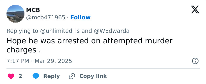 Tweet commenting on convict arrested after assault at bachelorette party, mentioning attempted murder charges. Tweet commenting on convict arrested after assault at bachelorette party, mentioning attempted murder charges.