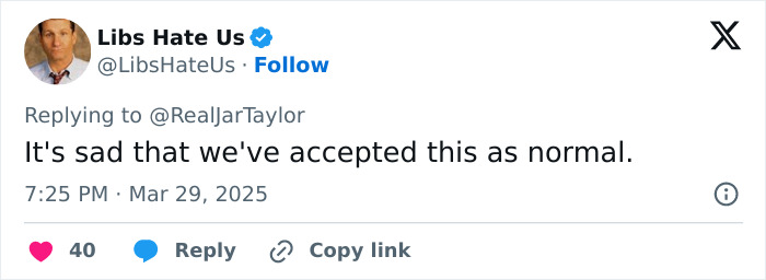 Tweet reacting to convict arrested after assault at bachelorette party, expressing dismay at acceptance of such incidents. Tweet reacting to convict arrested after assault at bachelorette party, expressing dismay at acceptance of such incidents.