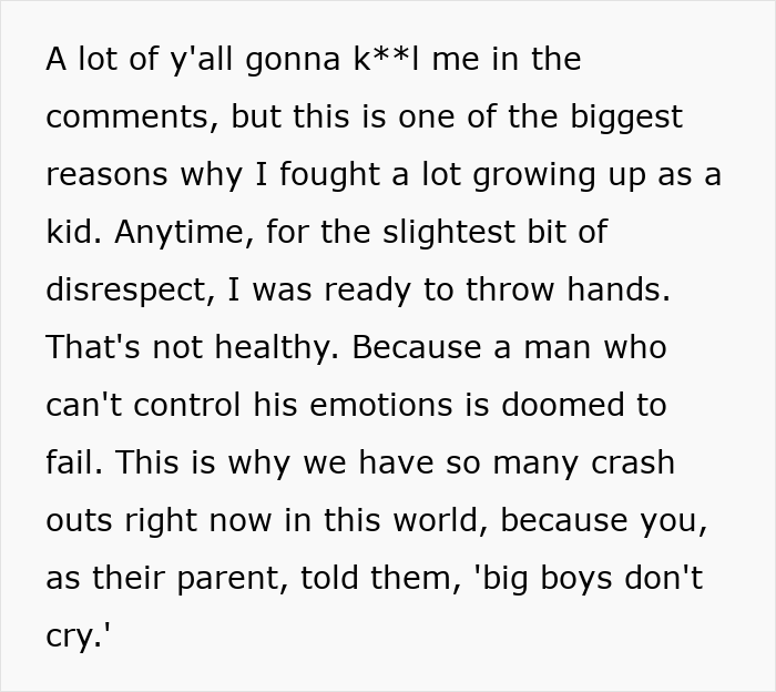 Man Watches Mom Strip Her Son Of His Right To Cry, And He Refuses To Stay Silent
