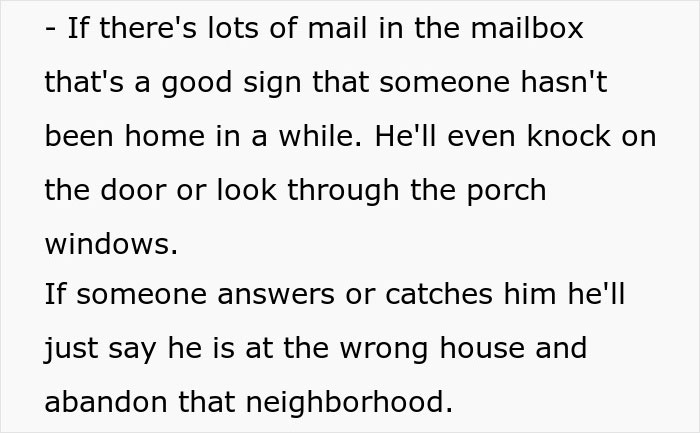 Text outlining ex-burglars' tips on spotting unattended homes to protect your home. Text outlining ex-burglars' tips on spotting unattended homes to protect your home.