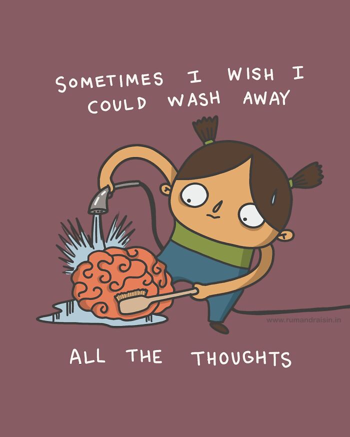 Illustration of a girl washing a brain, expressing personal experiences with anxiety.