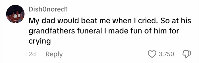 Social media post discussing the impact of "big boys don't cry" parenting and emotional guidance in childhood. Social media post discussing the impact of "big boys don't cry" parenting and emotional guidance in childhood.