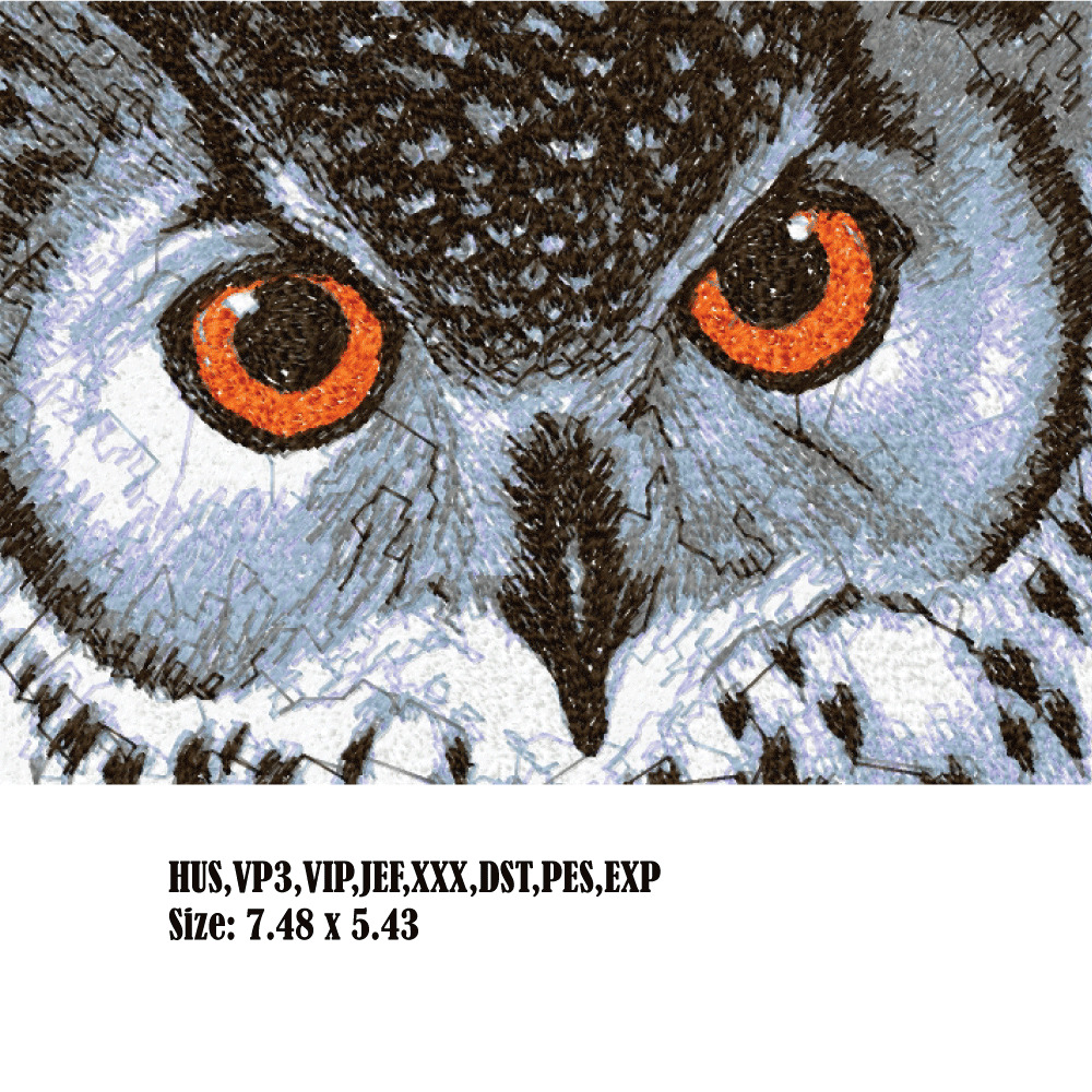 Owl Photo Stitch Embroidery Design – Multiple Formats Available