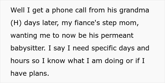 Text from a conversation discussing babysitting arrangement. Text from a conversation discussing babysitting arrangement.