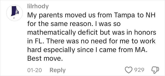 Comment discussing moving to a blue state and benefits, supported by 929 likes. Comment discussing moving to a blue state and benefits, supported by 929 likes.