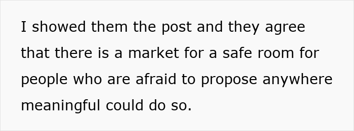 Text about a safe room market for people hesitant to propose, inspired by a post about ring swapping. Text about a safe room market for people hesitant to propose, inspired by a post about ring swapping.