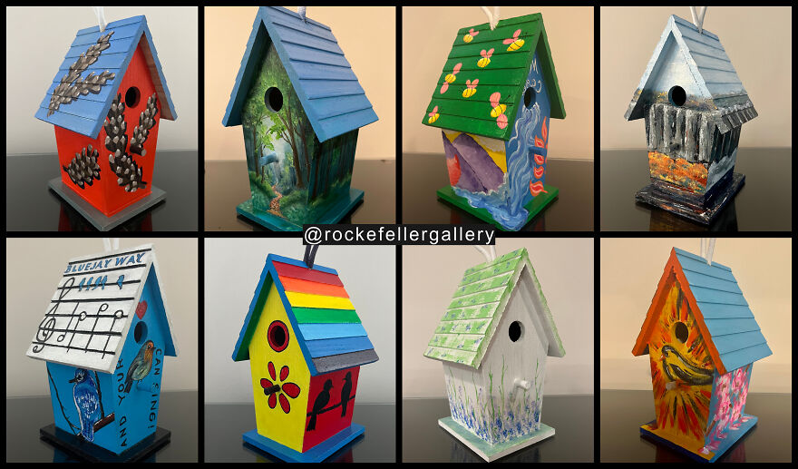 32 Artists Transform Birdhouses Into Flights Of Fancy 32 Artists Transform Birdhouses Into Flights Of Fancy