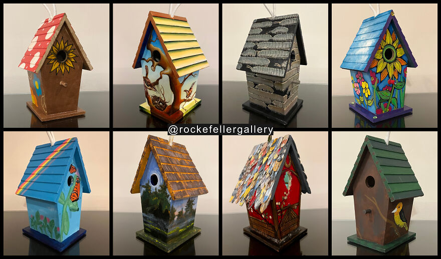 32 Artists Transform Birdhouses Into Flights Of Fancy 32 Artists Transform Birdhouses Into Flights Of Fancy