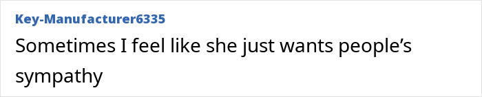 Online comment discussing plus-size influencer, expressing skepticism about seeking sympathy. Online comment discussing plus-size influencer, expressing skepticism about seeking sympathy.