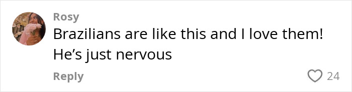Comment from Rosy expressing love for Brazilians amid interview controversy. Comment from Rosy expressing love for Brazilians amid interview controversy.