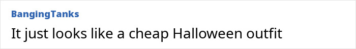 Text comment expressing the opinion that Balenciaga's pantaboots look like a cheap Halloween outfit. Text comment expressing the opinion that Balenciaga's pantaboots look like a cheap Halloween outfit.