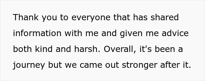 Text appreciation, thanking advice-givers for the journey, emphasizing strength gained from the experience. Text appreciation, thanking advice-givers for the journey, emphasizing strength gained from the experience.