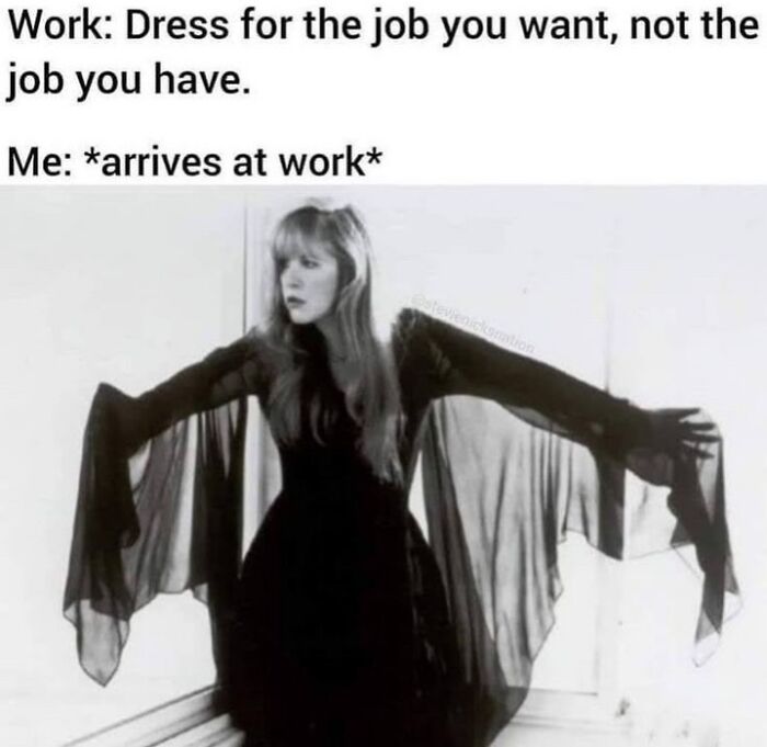 Person in flowing black gown showcasing sarcasm and witchcraft humor.