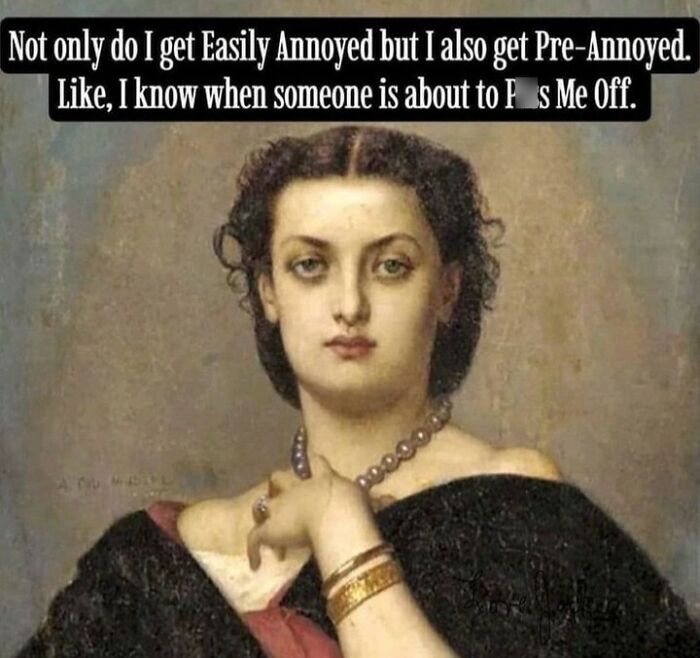 Vintage painting of a woman with text overlay showcasing sarcasm as ultimate witchcraft.