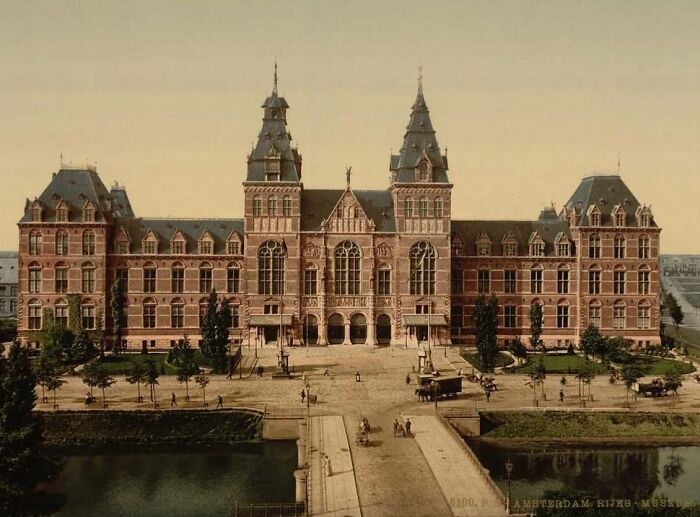 Historic American architecture featuring a grand, ornate building with towers and elaborate facade.