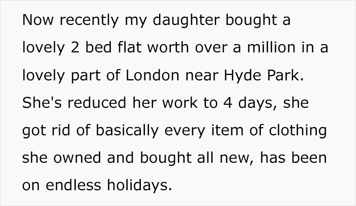 Text about a woman changing lifestyle after inheriting a massive fortune, buying a luxury flat and taking holidays. Text about a woman changing lifestyle after inheriting a massive fortune, buying a luxury flat and taking holidays.