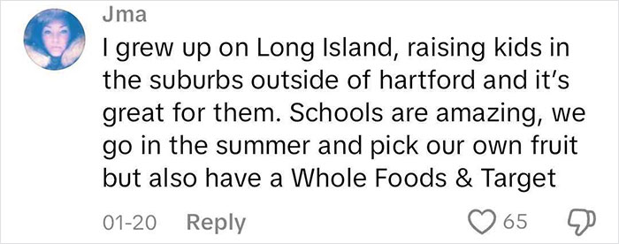 Comment discussing moving to a blue state, highlighting great schools, local amenities like Whole Foods and Target, 65 likes. Comment discussing moving to a blue state, highlighting great schools, local amenities like Whole Foods and Target, 65 likes.