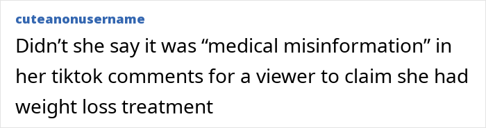 Comment questioning influencer on weight-loss misinformation. Comment questioning influencer on weight-loss misinformation.