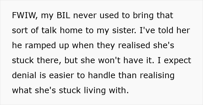 Text on a white background discussing a brother-in-law's shift in attitude towards immigrants. Text on a white background discussing a brother-in-law's shift in attitude towards immigrants.