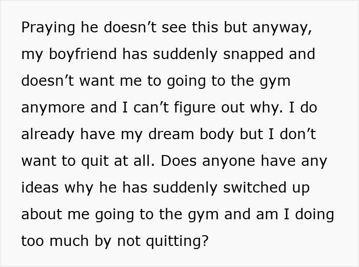 Woman Confused As To Why Her BF Suddenly Throws Tantrum About Her Working Out