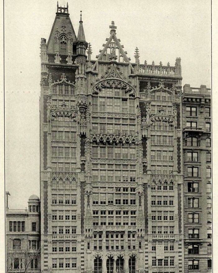 Gothic-style old American architecture building with intricate facade details and spires.