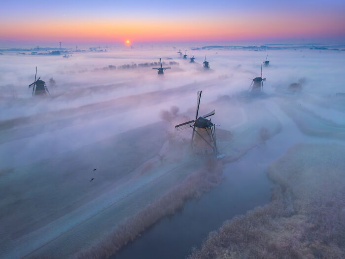 I Captured Dutch Windmills Above The Mist (13 Pics)