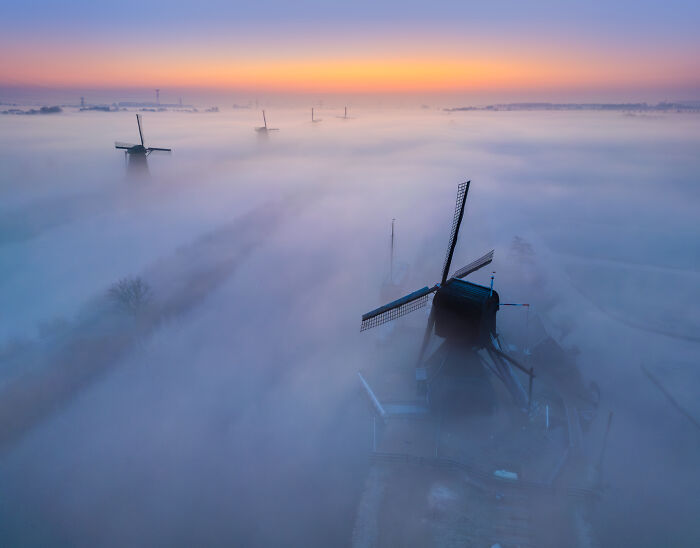 I Captured Dutch Windmills Above The Mist (13 Pics)
