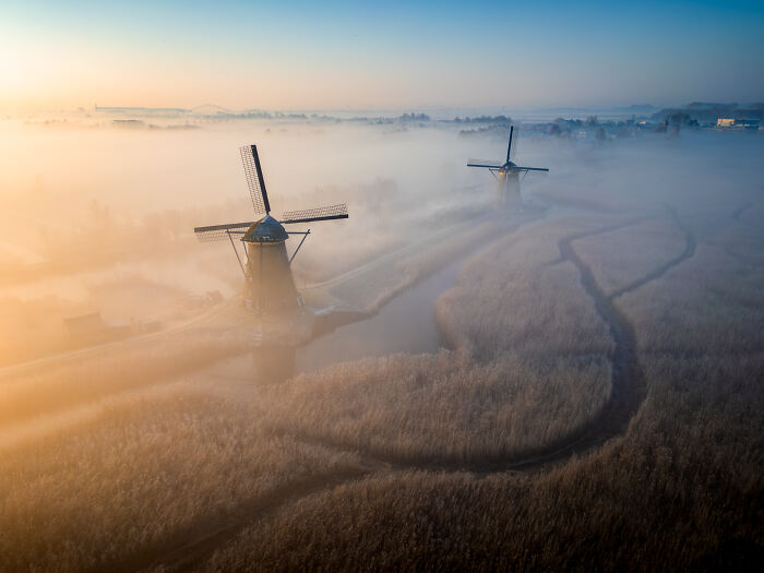 I Captured Dutch Windmills Above The Mist (13 Pics)