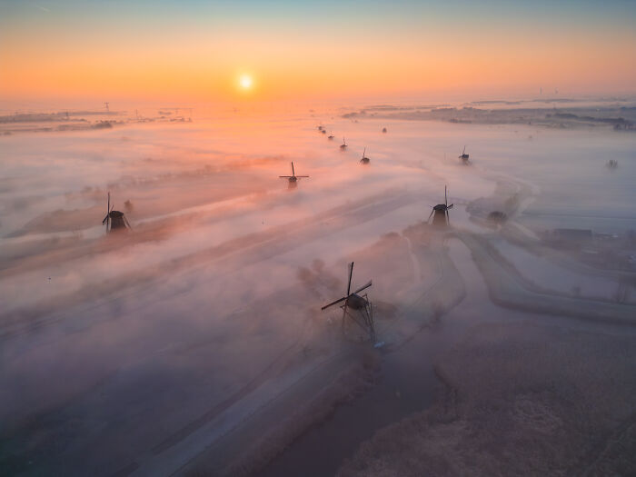 I Captured Dutch Windmills Above The Mist (13 Pics)