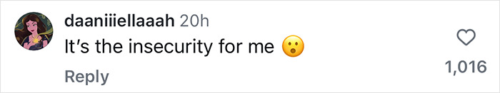 Comment discussing Hailey Bieber's marriage with text "It's the insecurity for me" and a shocked emoji. Comment discussing Hailey Bieber's marriage with text "It's the insecurity for me" and a shocked emoji.