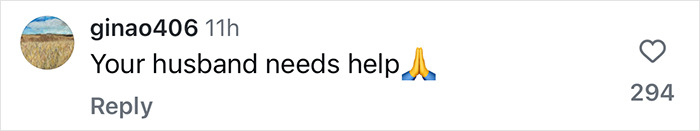 Comment under Hailey Bieber's healthy lifestyle post discussing her marriage, with a praying emoji. Comment under Hailey Bieber's healthy lifestyle post discussing her marriage, with a praying emoji.