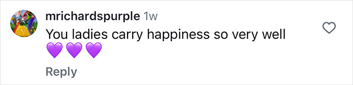 Comment praising plus size empowerment with purple heart emojis. Comment praising plus size empowerment with purple heart emojis.