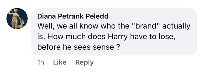 Comment discussing Harry and branding issues with public perception. Comment discussing Harry and branding issues with public perception.