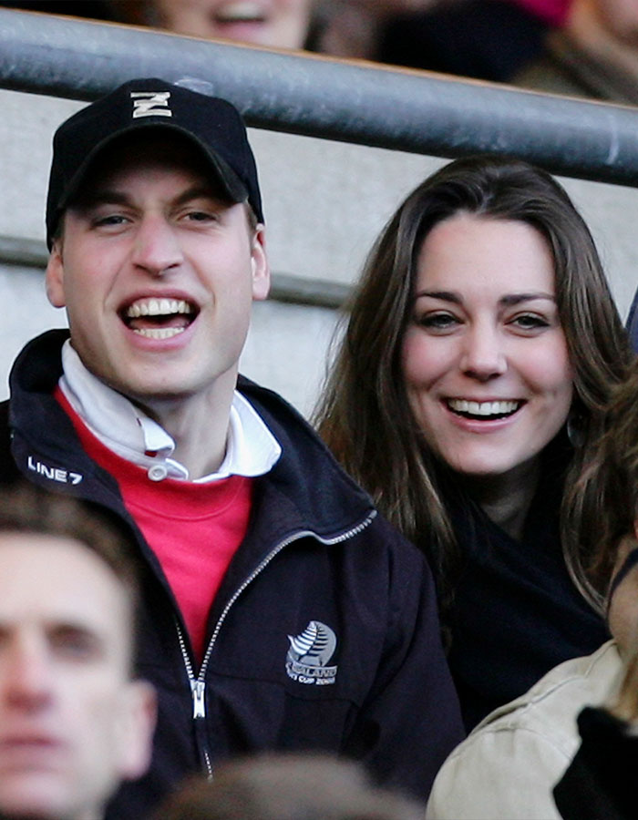 A couple smiling at a sports event, featuring uncovered photos of Kate Middleton before she became a princess. A couple smiling at a sports event, featuring uncovered photos of Kate Middleton before she became a princess.