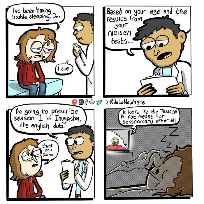 Comic by artist Ryan Rds showing a humorous doctor-patient interaction with an anime twist.