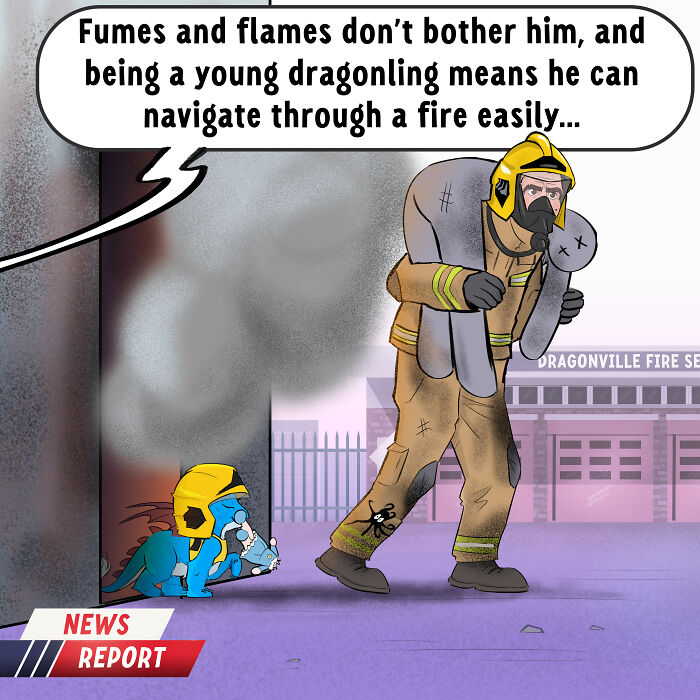 I Wondered What A Firefighter And A Dragon Team-Up Would Look Like, So I Drew It I Wondered What A Firefighter And A Dragon Team-Up Would Look Like, So I Drew It