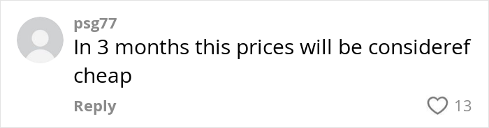 Comment on grocery prices in the US, predicting future increase, with 13 likes. Comment on grocery prices in the US, predicting future increase, with 13 likes.