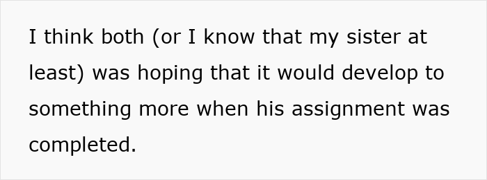 Text about woman lying to her sister's crush regarding her relationship status. Text about woman lying to her sister's crush regarding her relationship status.