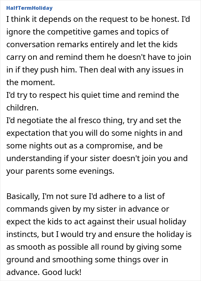 Woman Doesn't Know How To React To Sister's Rules For Upcoming Family Holiday Woman Doesn't Know How To React To Sister's Rules For Upcoming Family Holiday