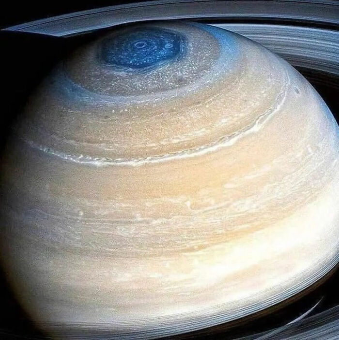 Saturn's mesmerizing polar vortex captured in this stunning space photo.