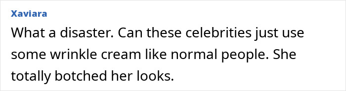 Text screenshot with a critical comment about celebrity appearances. Text screenshot with a critical comment about celebrity appearances.