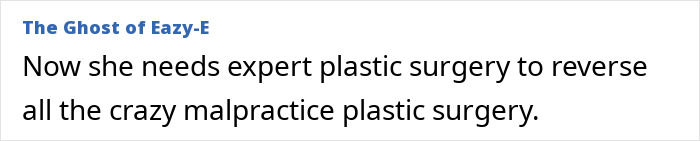 Comment mentioning expert plastic surgery for Tara Reid's appearance. Comment mentioning expert plastic surgery for Tara Reid's appearance.