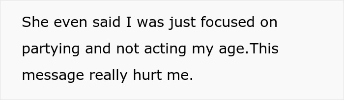 Text message expressing jealousy over child-free woman's vacation, accusing her of immaturity and feeling hurt. Text message expressing jealousy over child-free woman's vacation, accusing her of immaturity and feeling hurt.