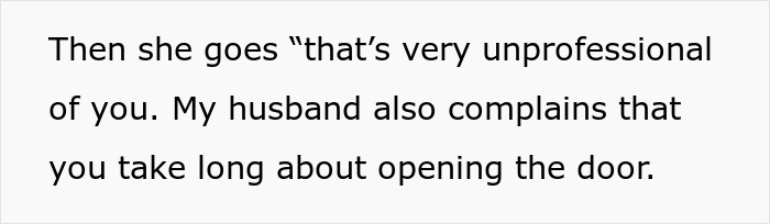 Text image discussing a complaint about professionalism related to childcare. Text image discussing a complaint about professionalism related to childcare.